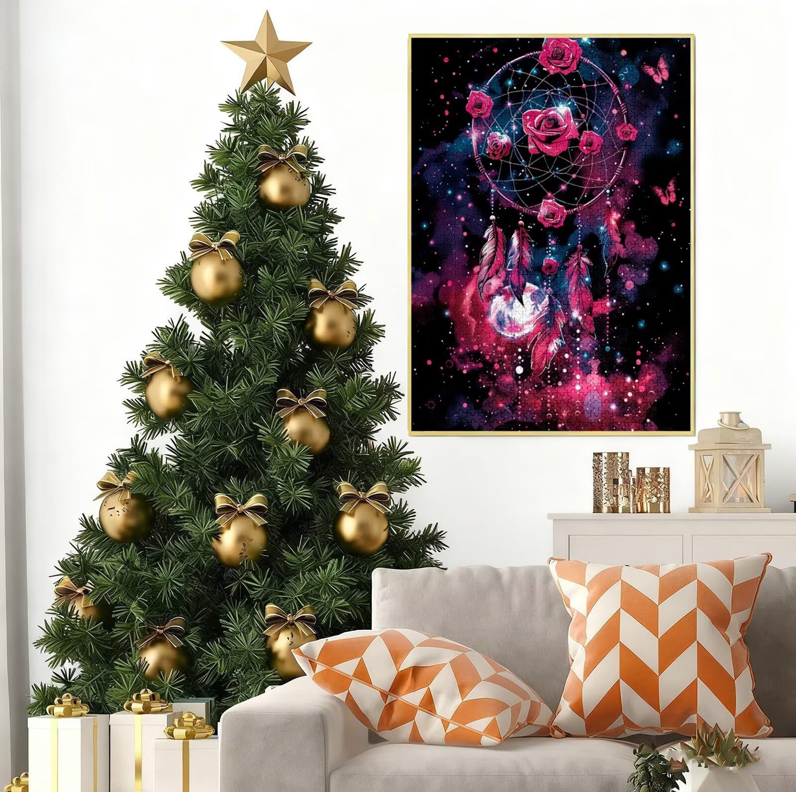 B5386 Puzzle z motywem łapacza snów, 1500 elementów, puzzle drewniane klasy premium, jakość premium, klasyczne puzzle, "zrób to sam", duże maty do puzzli, 87 x 57 cm, gra głosowa dla całej rodziny lub