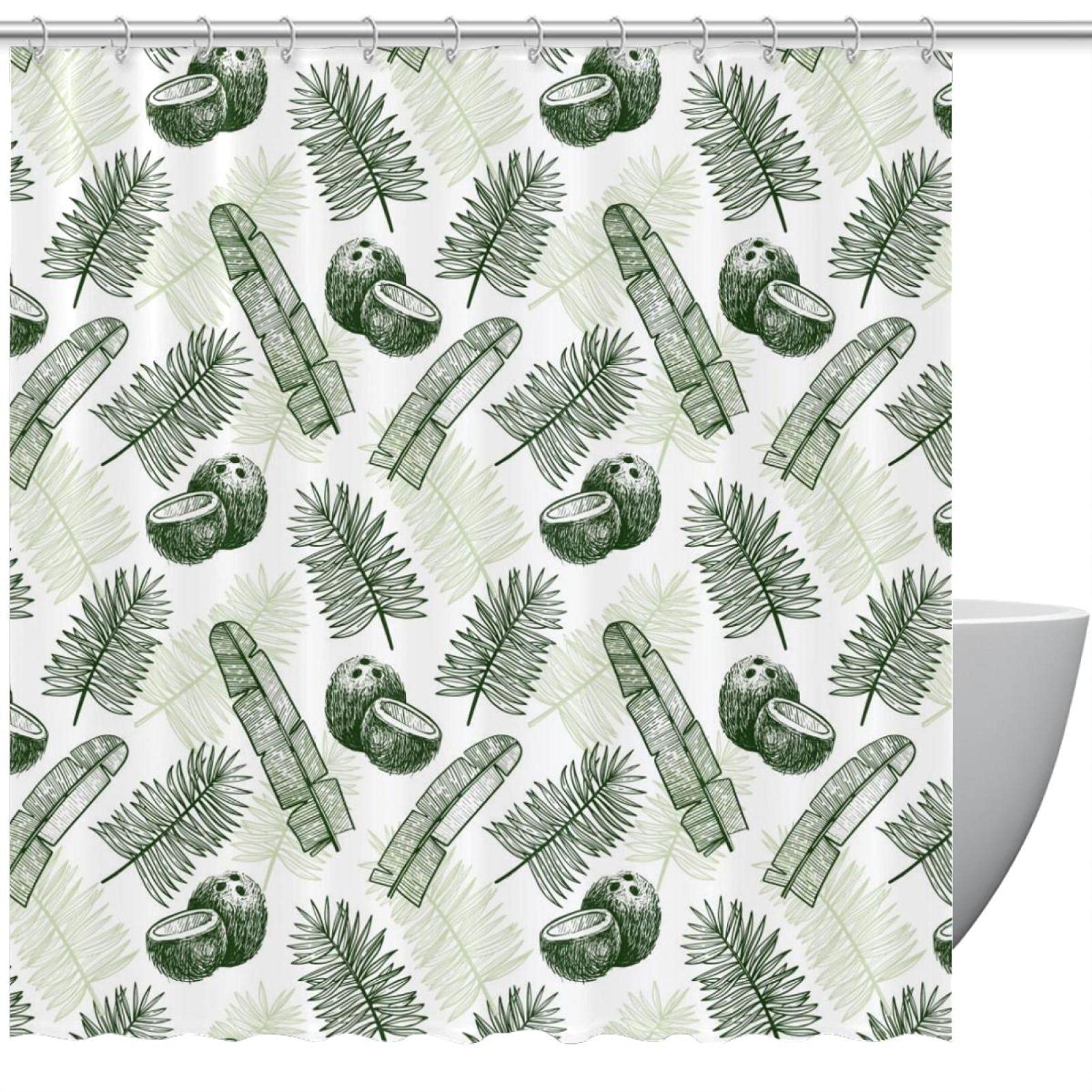 Rideau de douche 152x182 vert foncé sans odeur pour douche et baignoire
