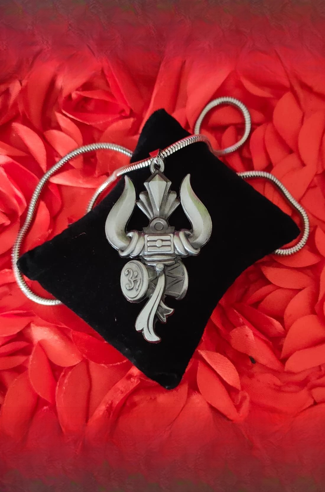 M Men Style Lord Shiv Bholenath Trishul Damaru Snake Chain Grey Zinc And Metal Pendant Necklace For Men And women