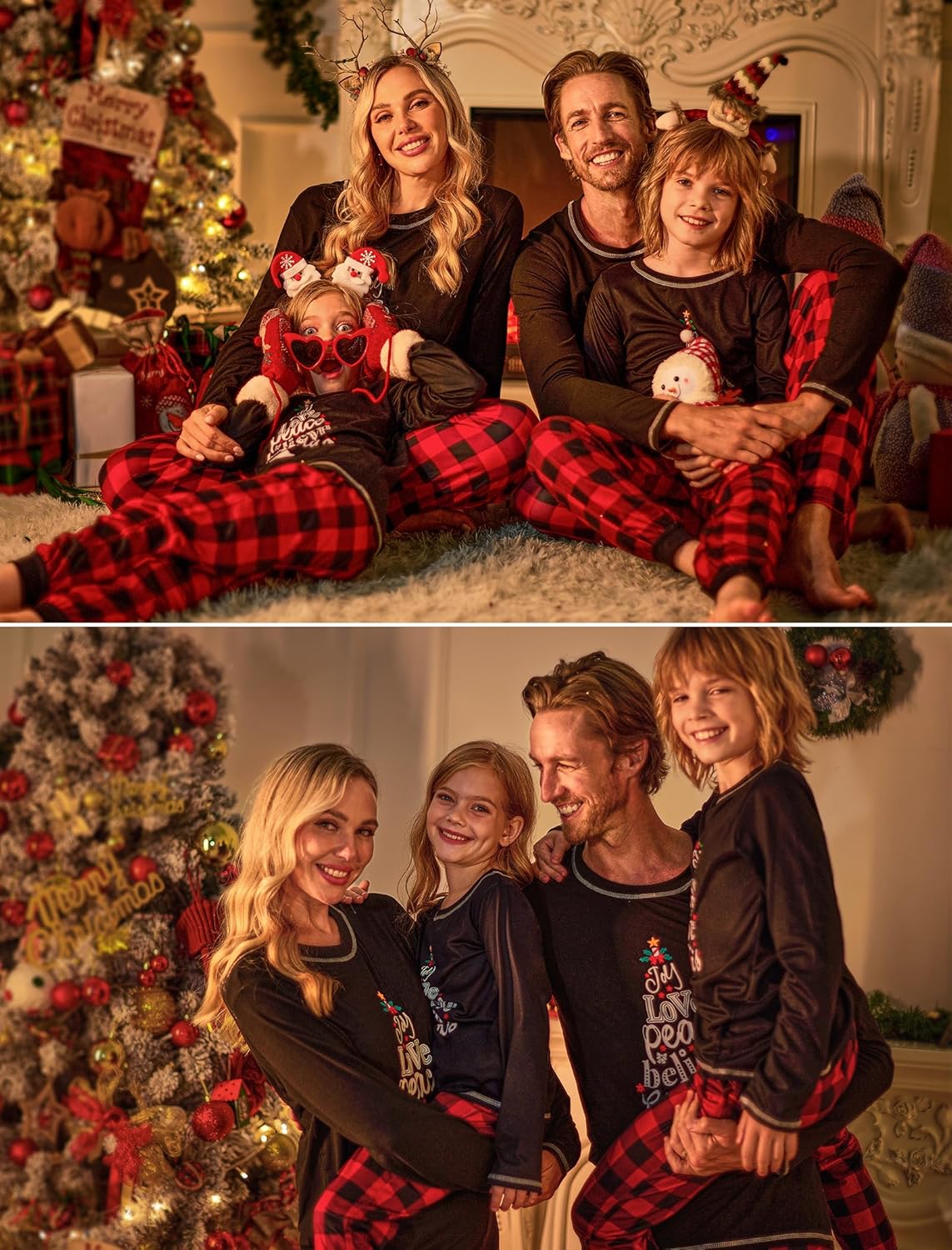 Ekouaer Matching Family Sets Christmas Pajamas Set Xmas PJS Sleepwear Soft Christmas Matching Jammies - Image 4