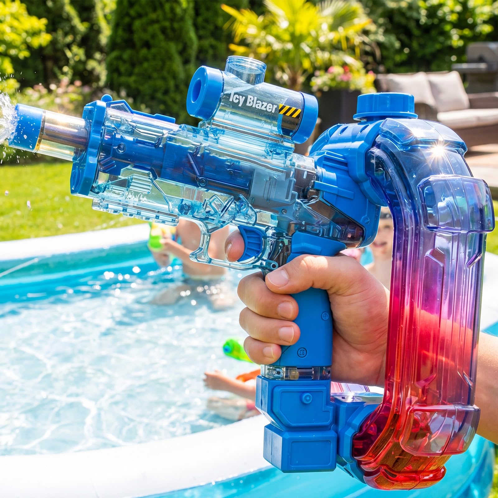 Elektrische Wasserpistole mit LED Licht, wiederaufladbar, Große Kapazität für Erwachsene und Kinder, automatische Wasserpistole für Pool, Strand Garten Outdoor (2 Stück A)