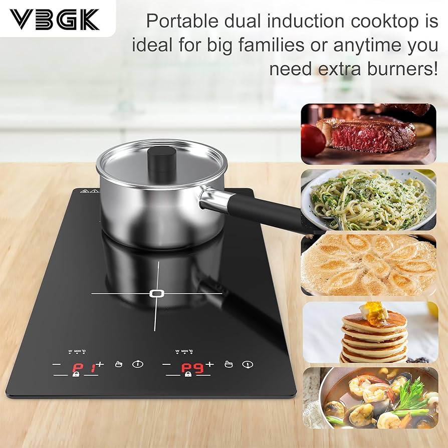 Gveyajo Double Induction Hob, 3500W Portable Dual Zone Electric Cooker
