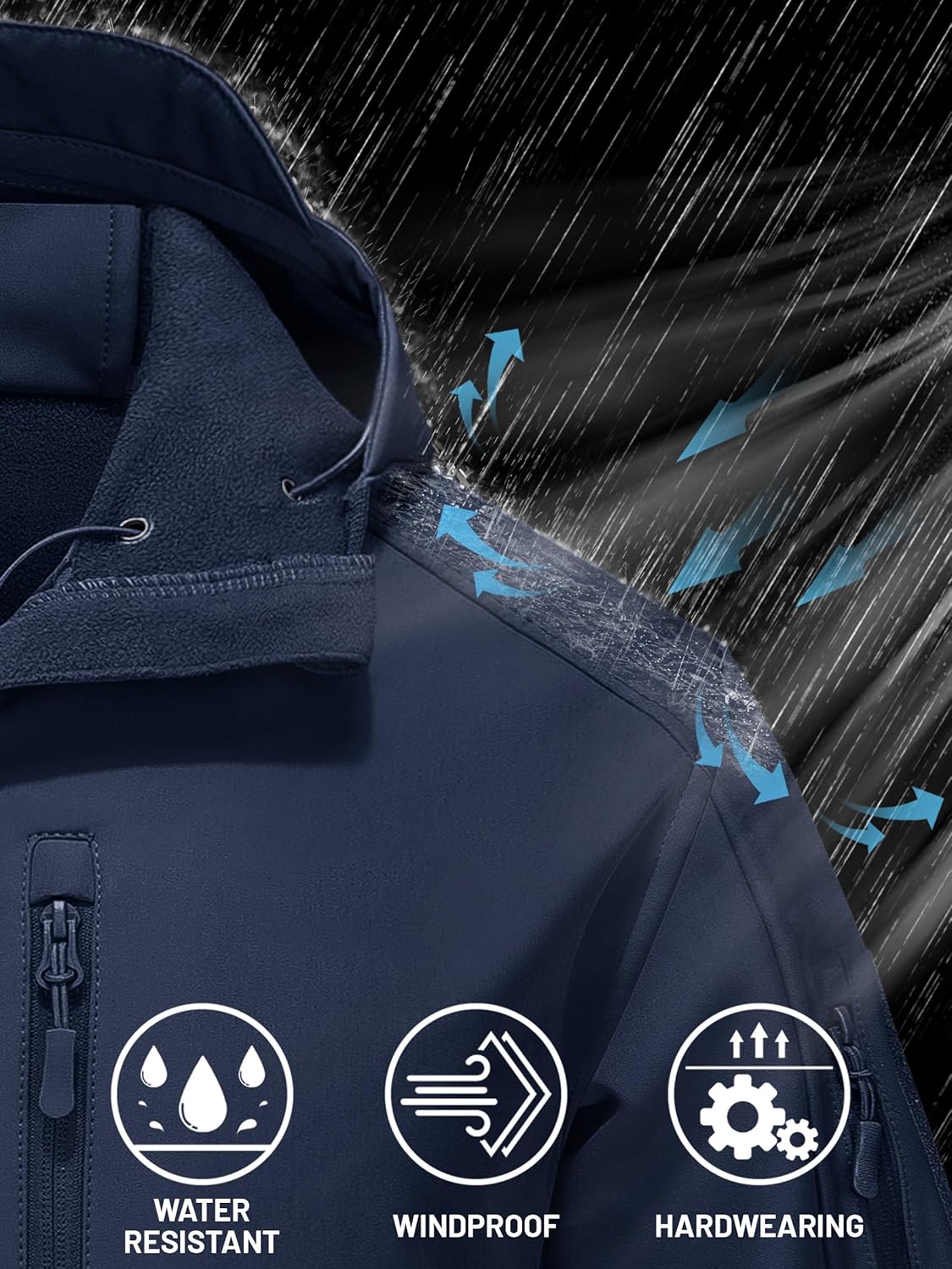 TACVASEN Men's Tactical Jacket with Hood Water Resistant Special Ops Military Softshell Coat