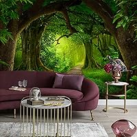 Vista 17 de Papel pintado 3D visual de otoño de bosque caducifolio, escena natural brumosa, hermoso mural decorativo grande para dormitorio