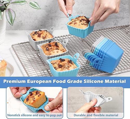 Miniatura 4 de Koluti Juego de 12 tazas cuadradas de silicona para hornear, 3 colores