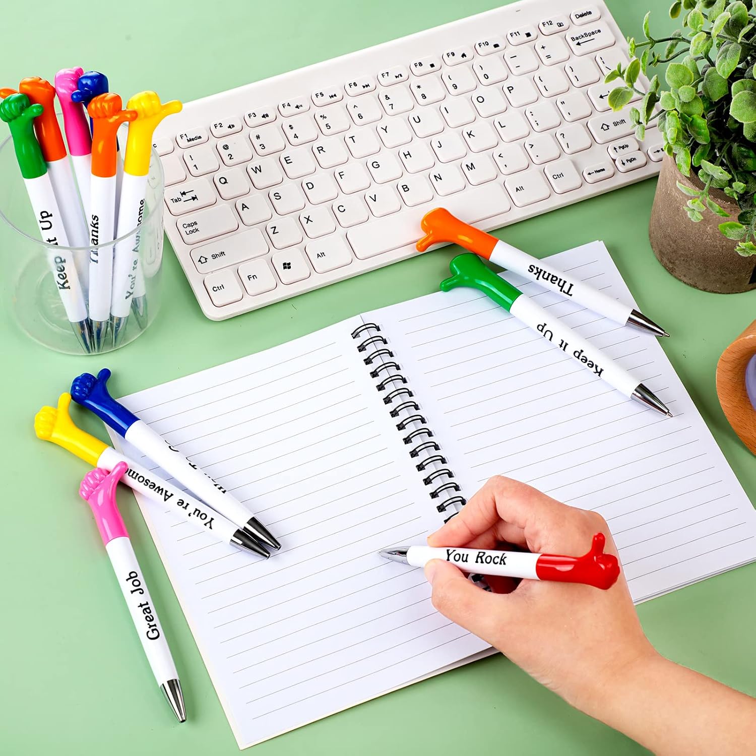 Woanger 180 Pieces Thumbs up Pens Thank You Inspirational Quotes Graduation Gifts Bulk Employee Appreciation Motivational Ballpoint Pen for Student Teacher Nurse Coworker Present