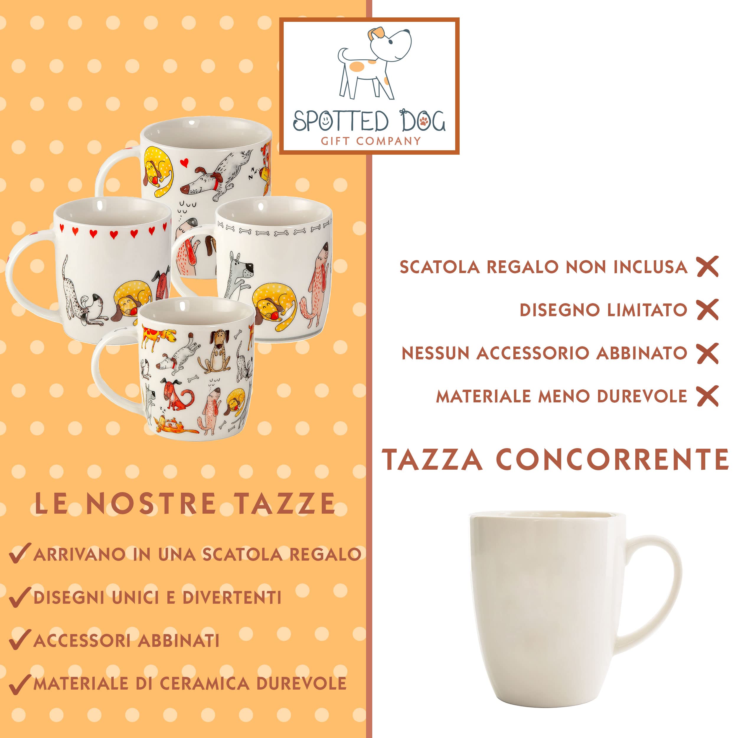 SPOTTED DOG GIFT COMPANY Tazza Cani, Tazza da Caffè Ceramica 350 ml con Motivo di Cane Carino e Divertenti - Regalo per Amanti e Proprietari di Cani