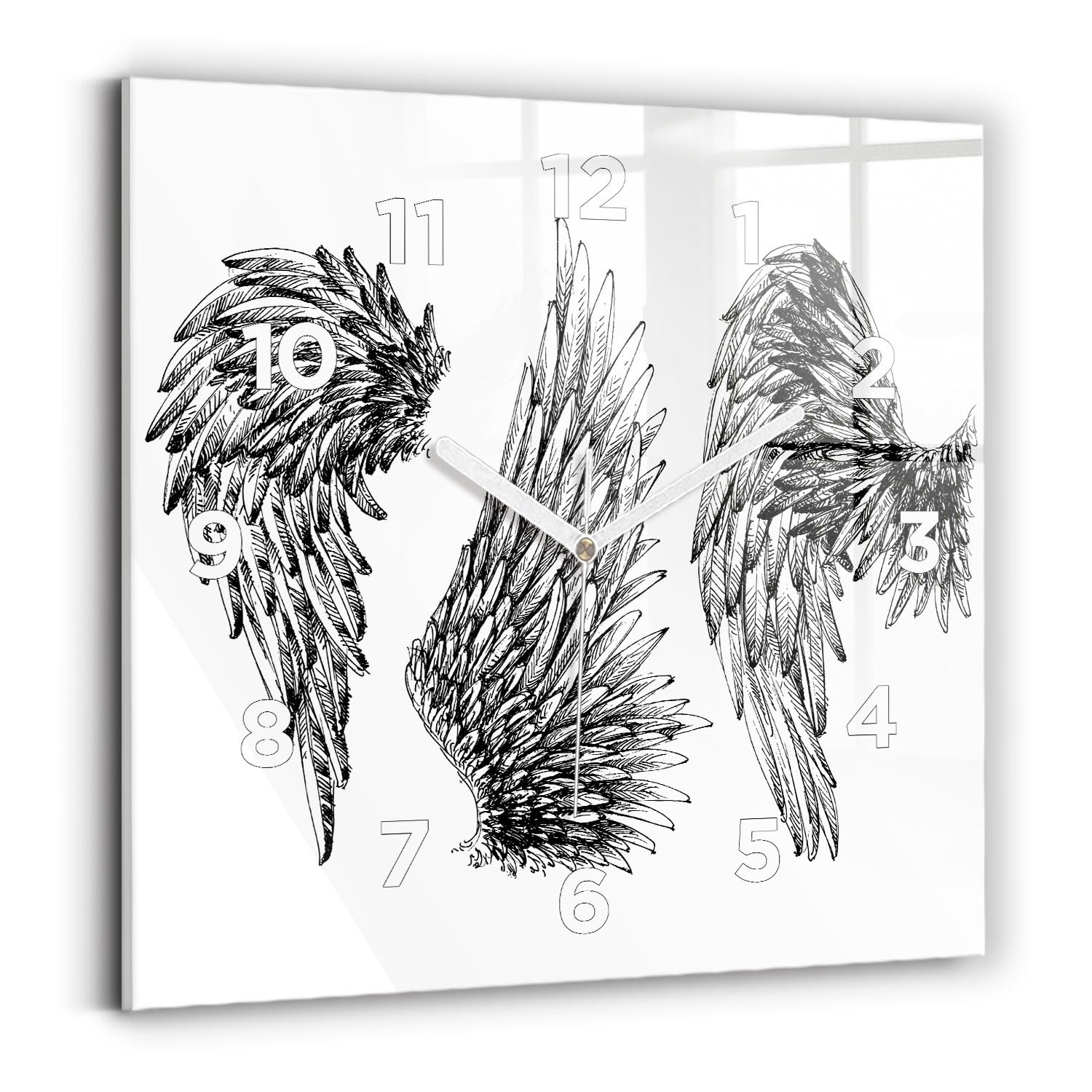 Horloge murale moderne pour salon et bureau motif ailes d'ange