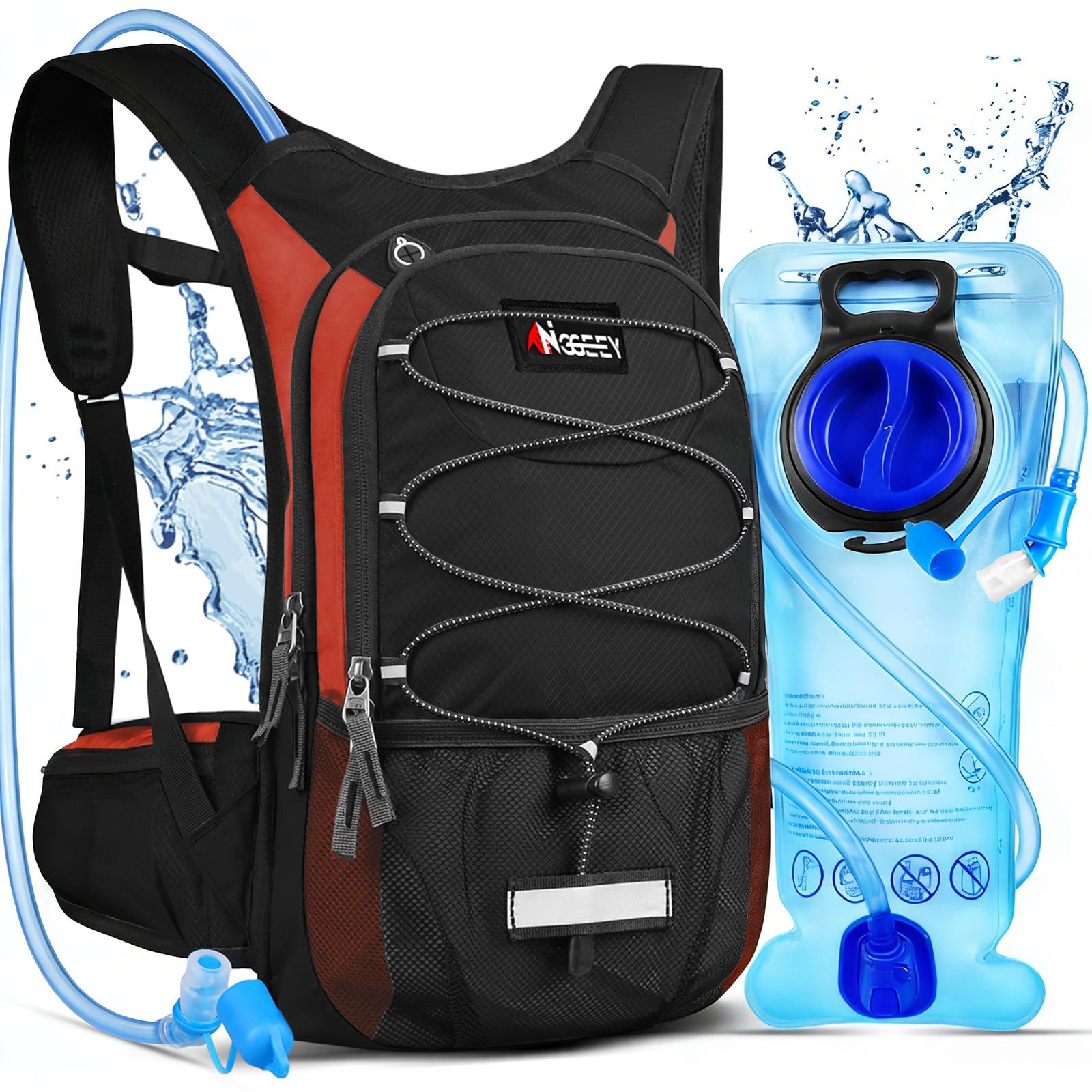 Zaino per l'idratazione isolato, con sacca idrica da 2 l, zaino da trekking per uomini, donne, bambini, zaino per escursionismo, corsa, ciclismo, campeggio