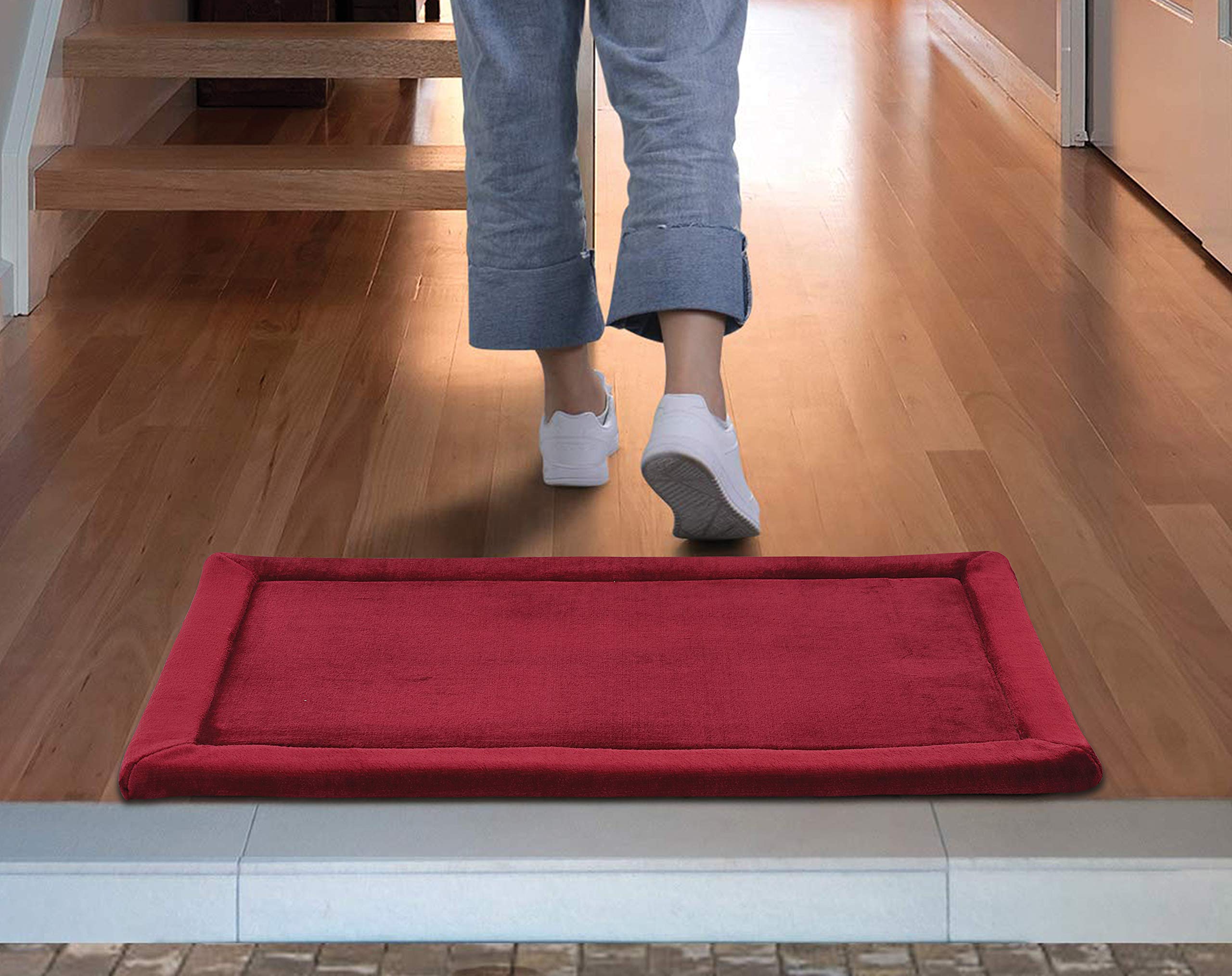 SPREAD SPAIN® Luxuriously Soft Cushioned Memory Foam Bath Carpet | Ultra Absorbent | Spongy | Anti-Slip Backing Bath Carpet, Machine Washable, for Multipurpose (50cm x 80cm, Maroon)