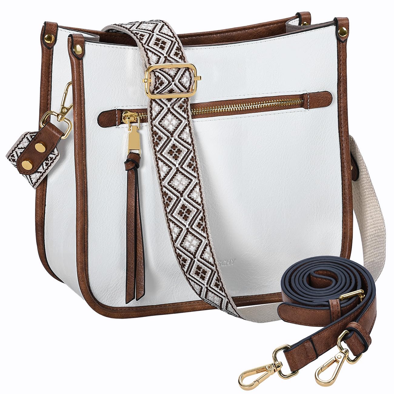 VASCHY Crossbody Bag Purse for Women,Fashion Vegan Leather Hobo Handbag Shoulder Bag Purse with Guitar Strap