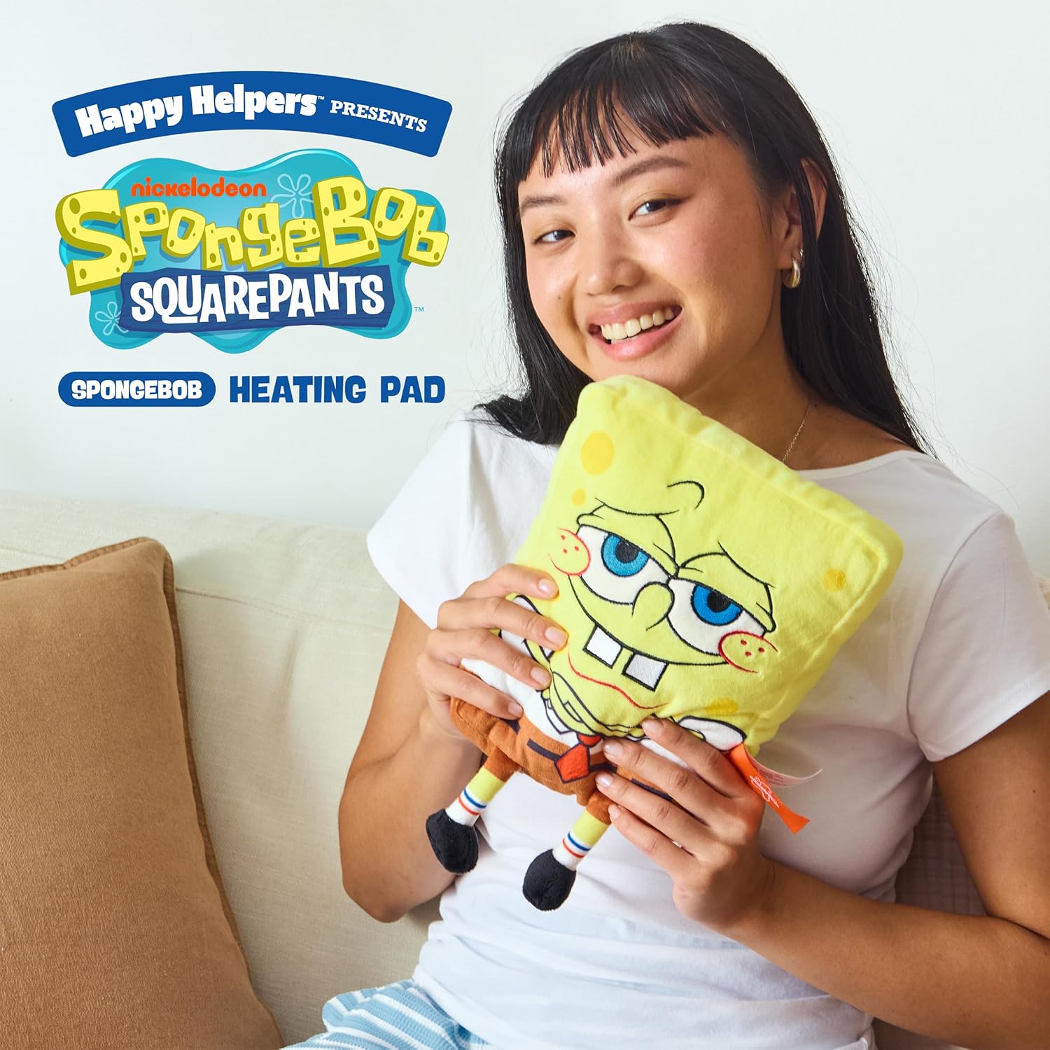 Happy Helpers SpongeBob By Relatable, The Cozy Comfort That's Anything But Boring, Get Relief With This Plush Heating Pad For Period Cramps and Body Pain, Includes 1 Microwavable SpongeBob Heating Pad