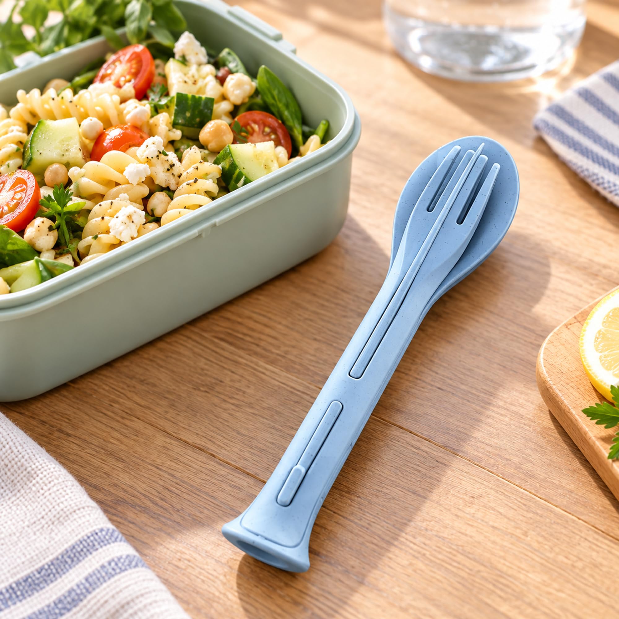 Plastic Travel Cutlery, Portable Eating Utensils for Packed Lunches, Office Breaks, Picnics and Outdoor Dining
