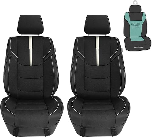 Miniatura 7 de FH Group Cojines de asiento delantero de automóvil de ajuste universal con ribete de cuero sintético para la mayoría de automóviles, camiones, SUV o