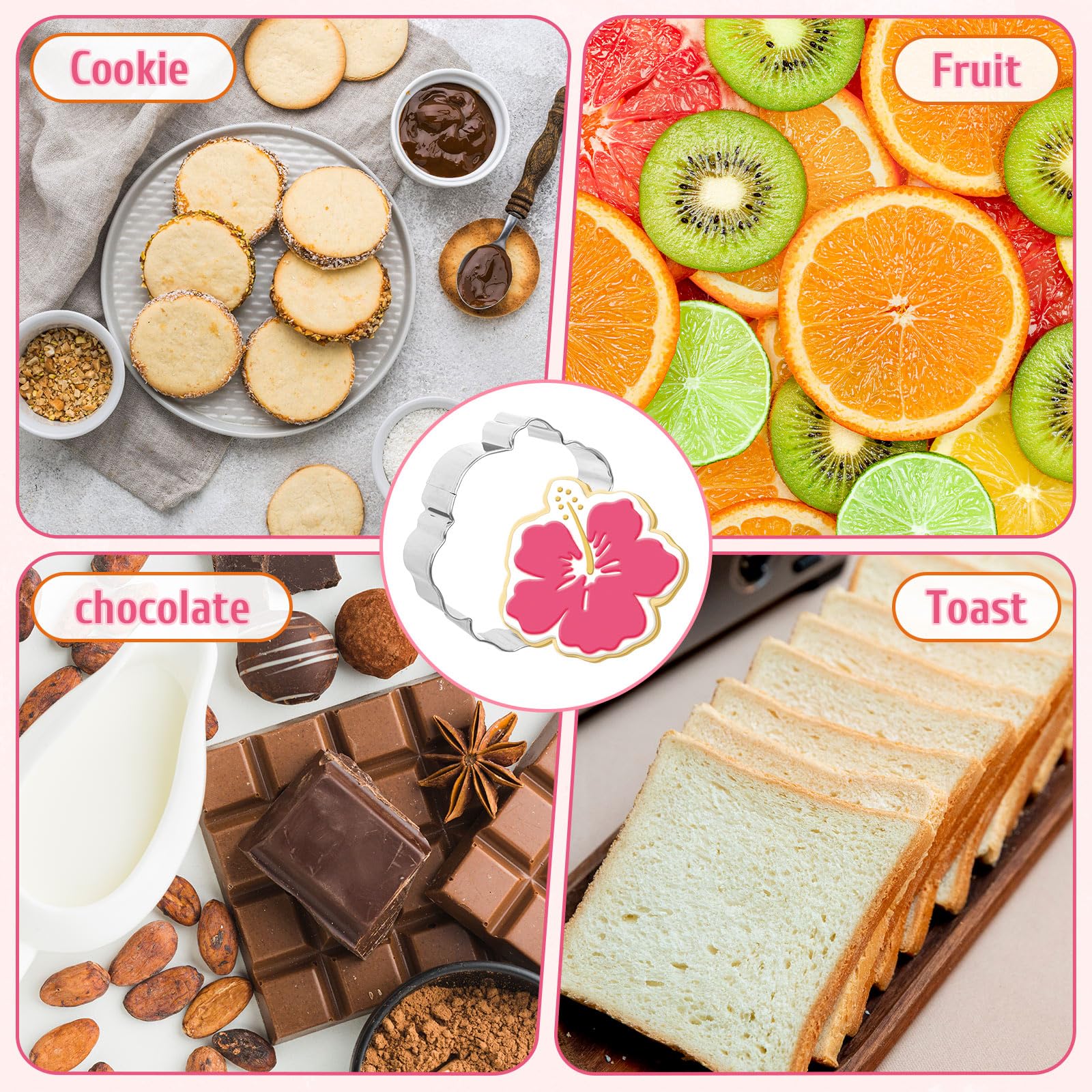 FYSUIMU 8 cortadores de galletas hawaianas de verano, flamencos tropicales, cocoteros, cortadores de galletas para verano, playa, piscina, fiesta de cumpleaños, suministros para hornear manualidades