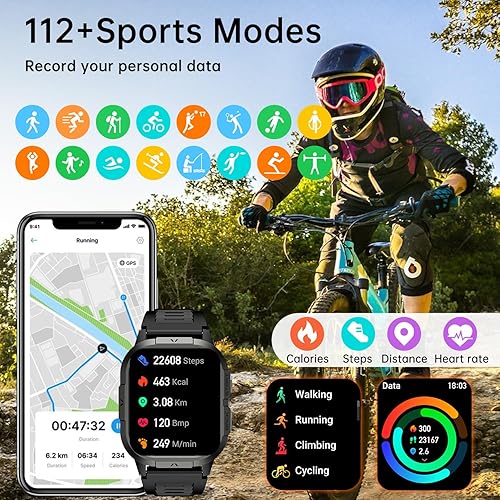 Miniatura 4 de Reloj inteligente para hombre, rastreador de ejercicio relojes digitales militares impermeables para hombre, para correr, hacer respuesta, llamar,