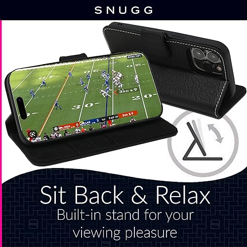 Miniatura 8 de Snugg Funda tipo cartera para iPhone 15 Pro  Funda plegable con 3 ranuras para tarjetas, cierre magnético y función de soporte para teléfono  Funda