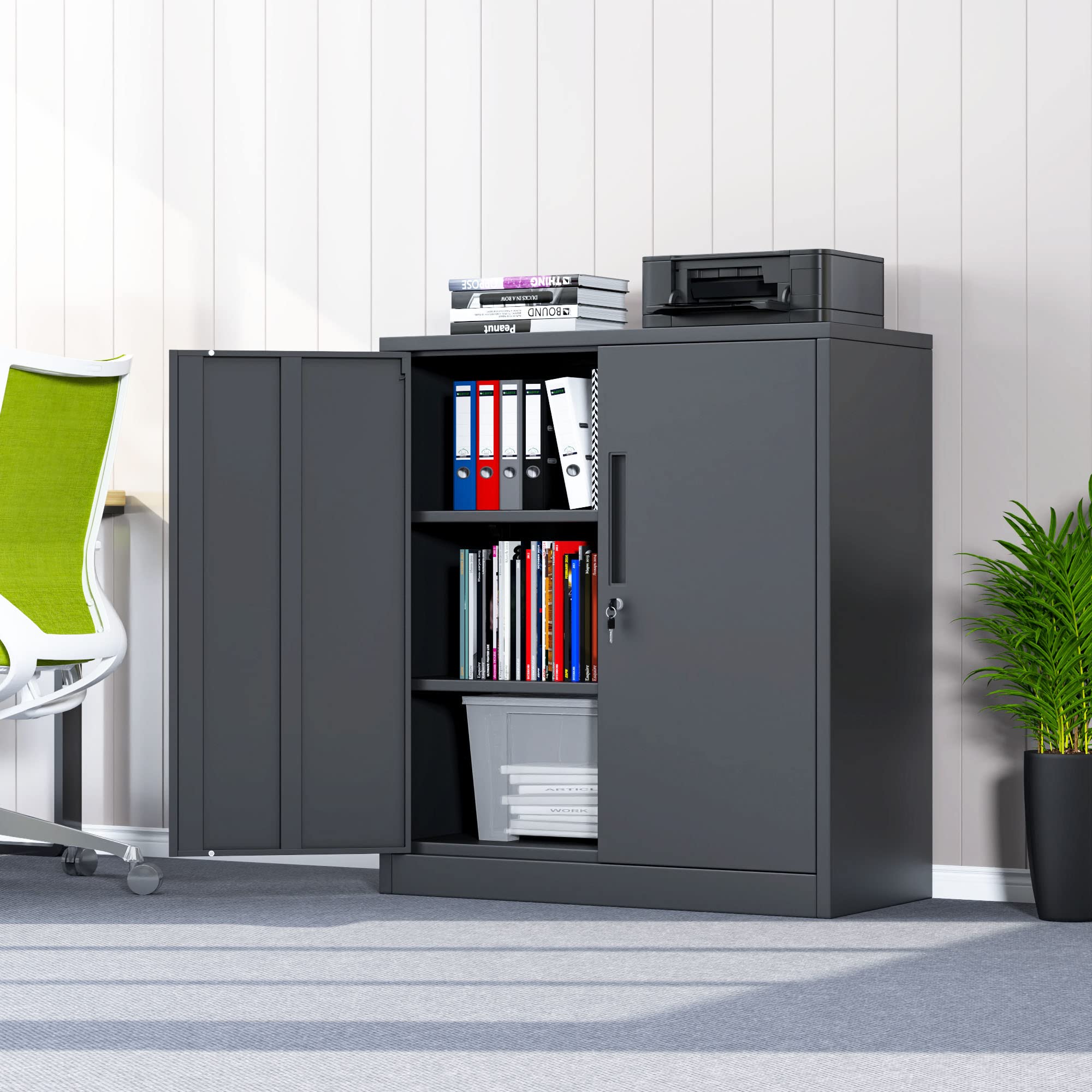 Metal Storage With Locking Doors And Adjustable, 51 OFF