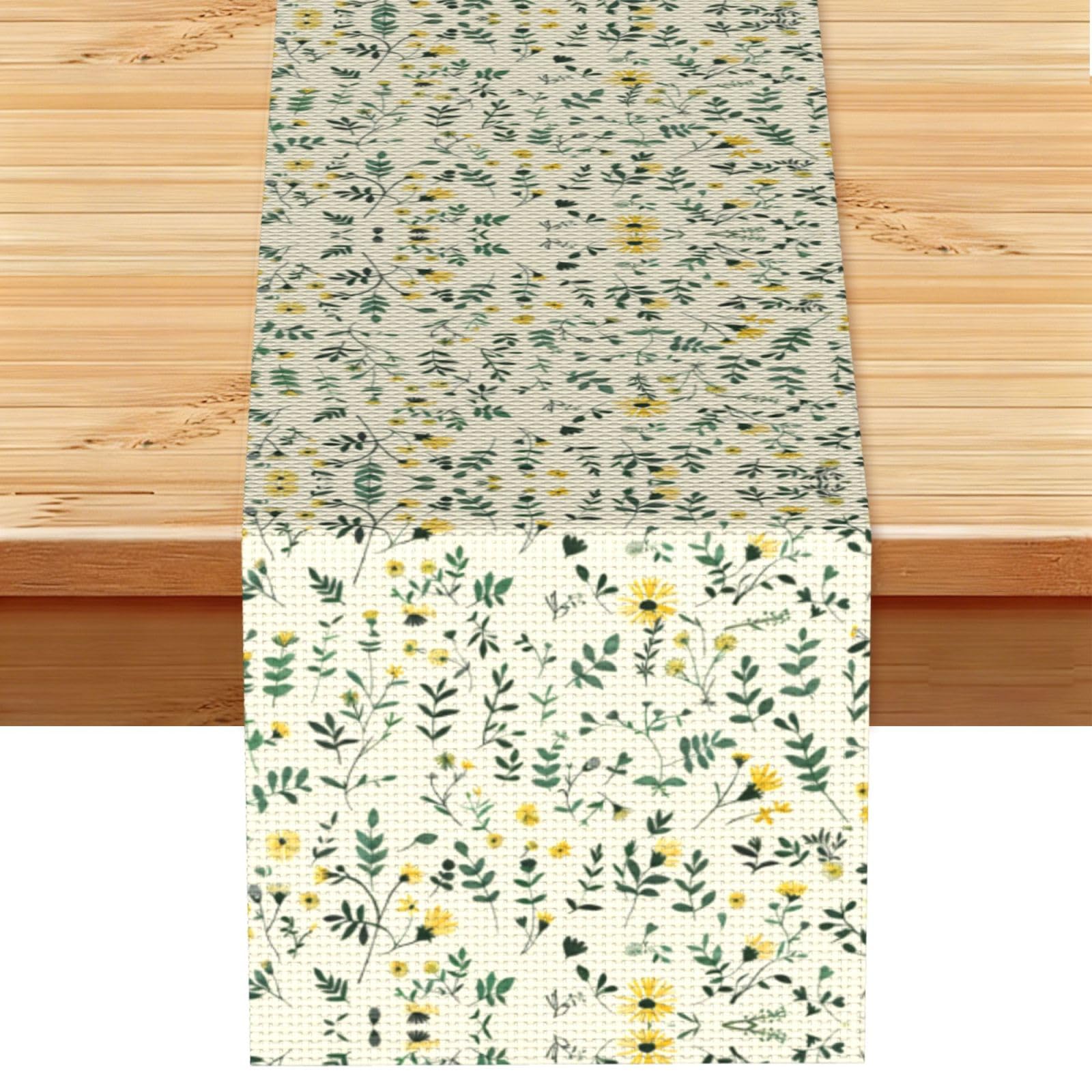 Delicate Yellow Wildflower Printed Table Runner 13 x 72, Wrinkle Resistant Decor for Dining Table Coffee Table Fireplace