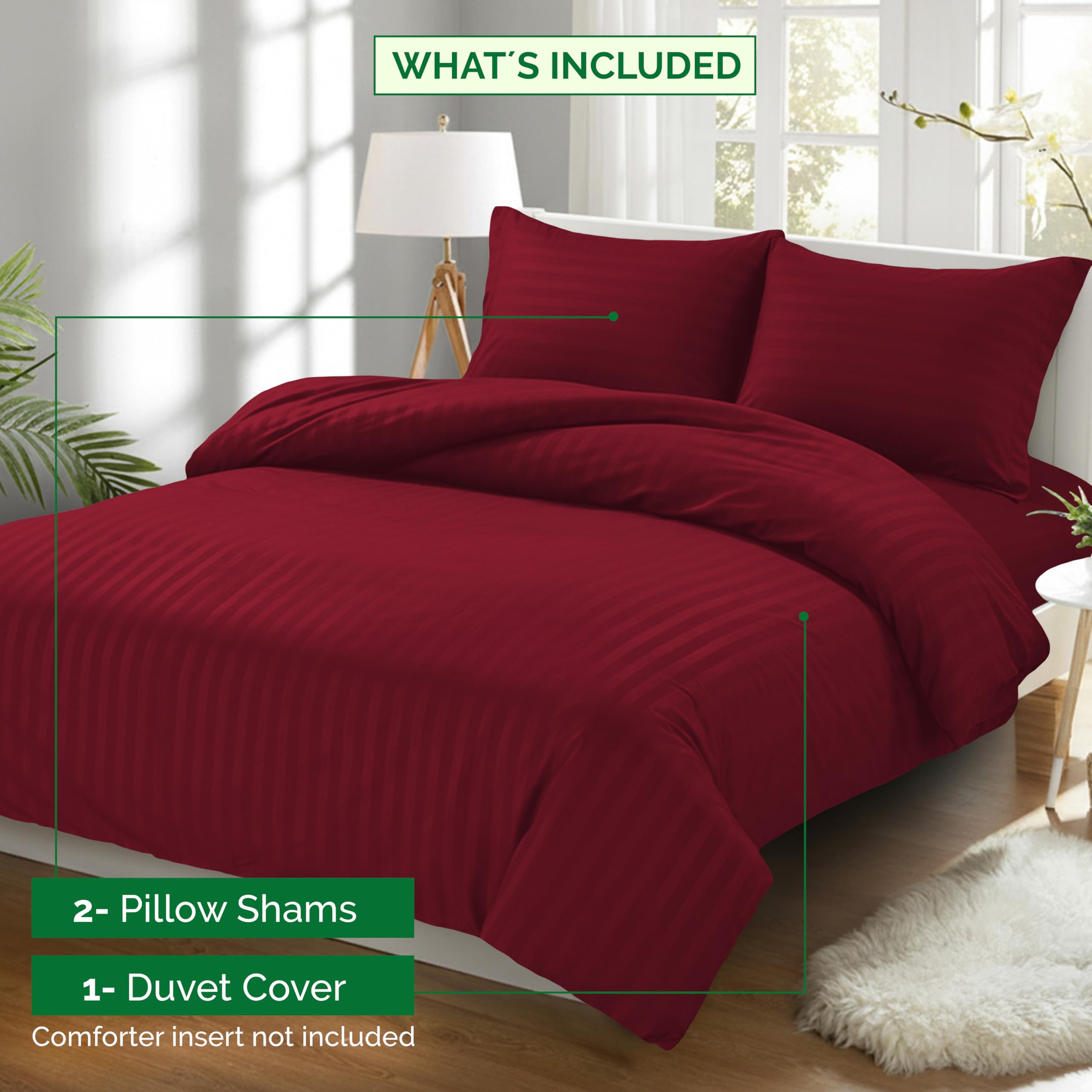 Amazon｜Elegant Comfort 高級ストライプ布団カバー2点セット - 1500