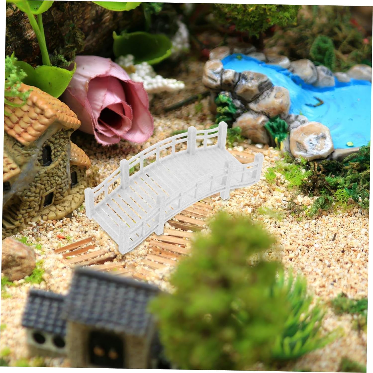 Miniature Arch Bridge Figurine, Pla Vintage Garden Ornament