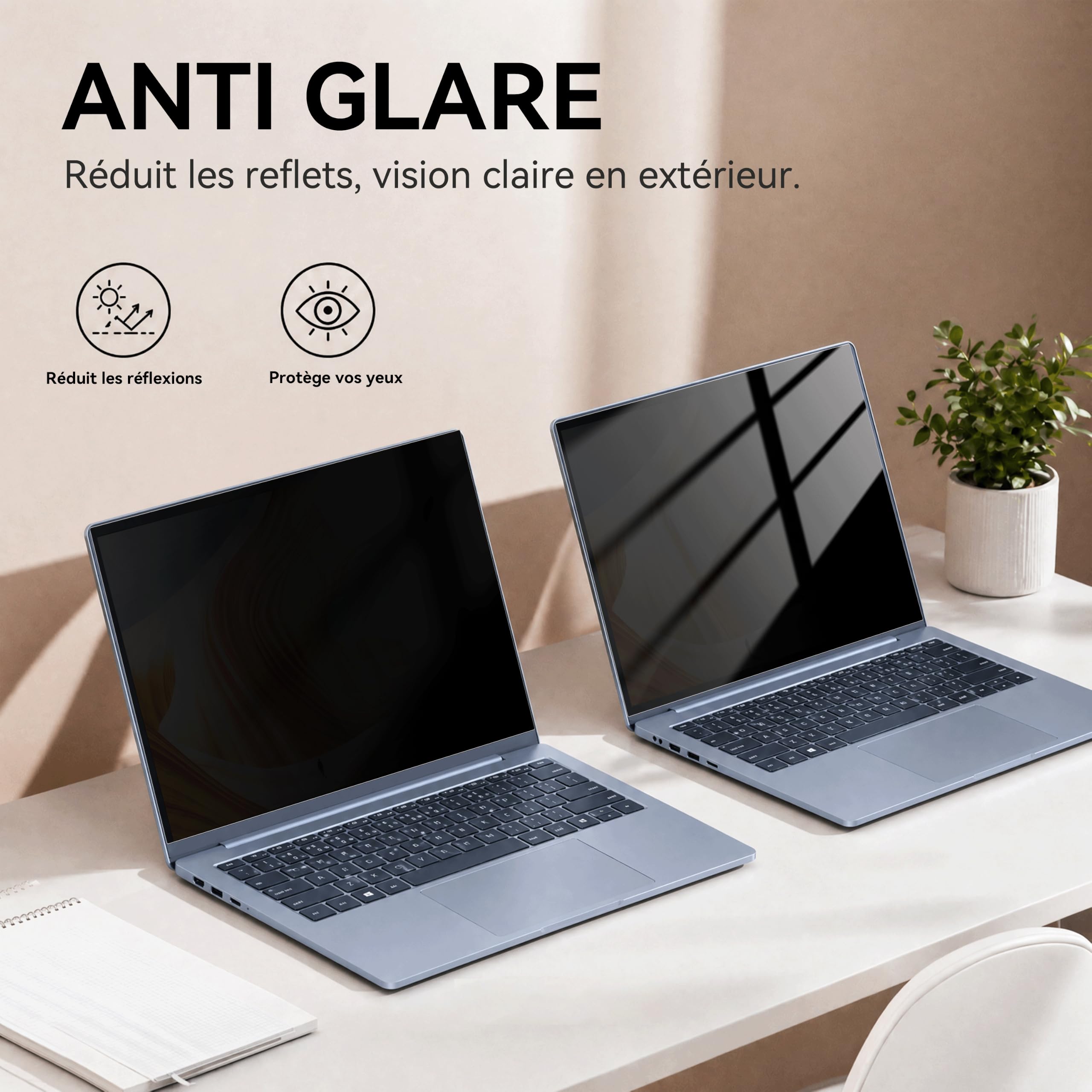 Filtre Confidentialité Protection Écran 14 Pouces 16:10 Ordinateur Portable, Amovible Anti Espion Lumière Bleue Reflet Protege écran Film Compatible avec HP Laptop Dell ASUS Acer Lenovo Thinkpad