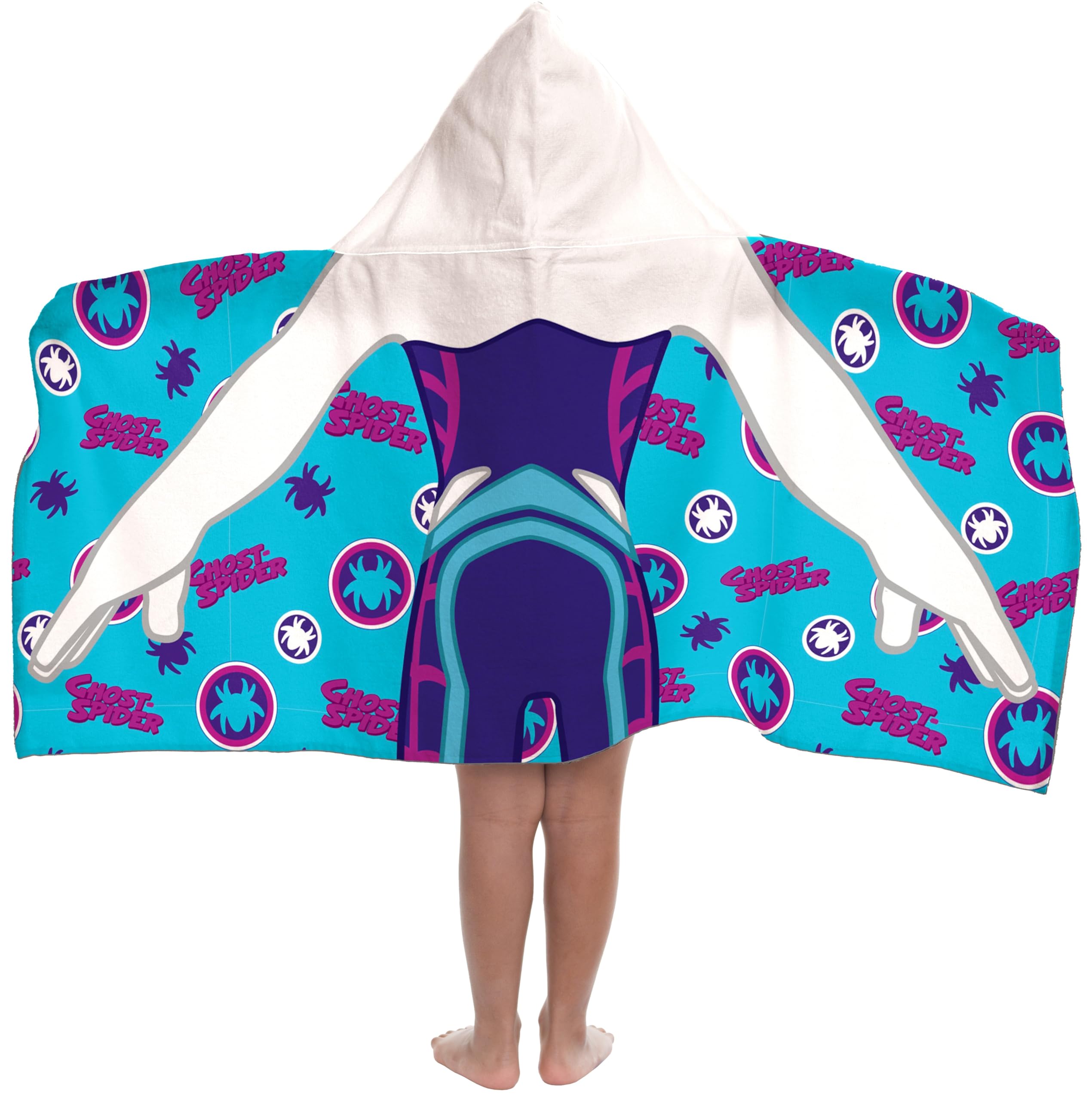 Jay Franco Kids Hooded Towel – 22" x 51" Super Soft Bath Wrap with 3D Hood, Beach, Pool & Travel, Official Licensed Product, Blue - Spidey & His