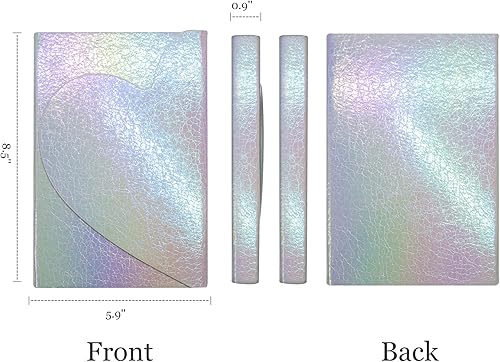 Miniatura 2 de Rainbow - Diario de tapa dura de poliuretano, con solapa magnética de corazón, holográfico, irregular, de cuero de grano craked de cuero, diario de