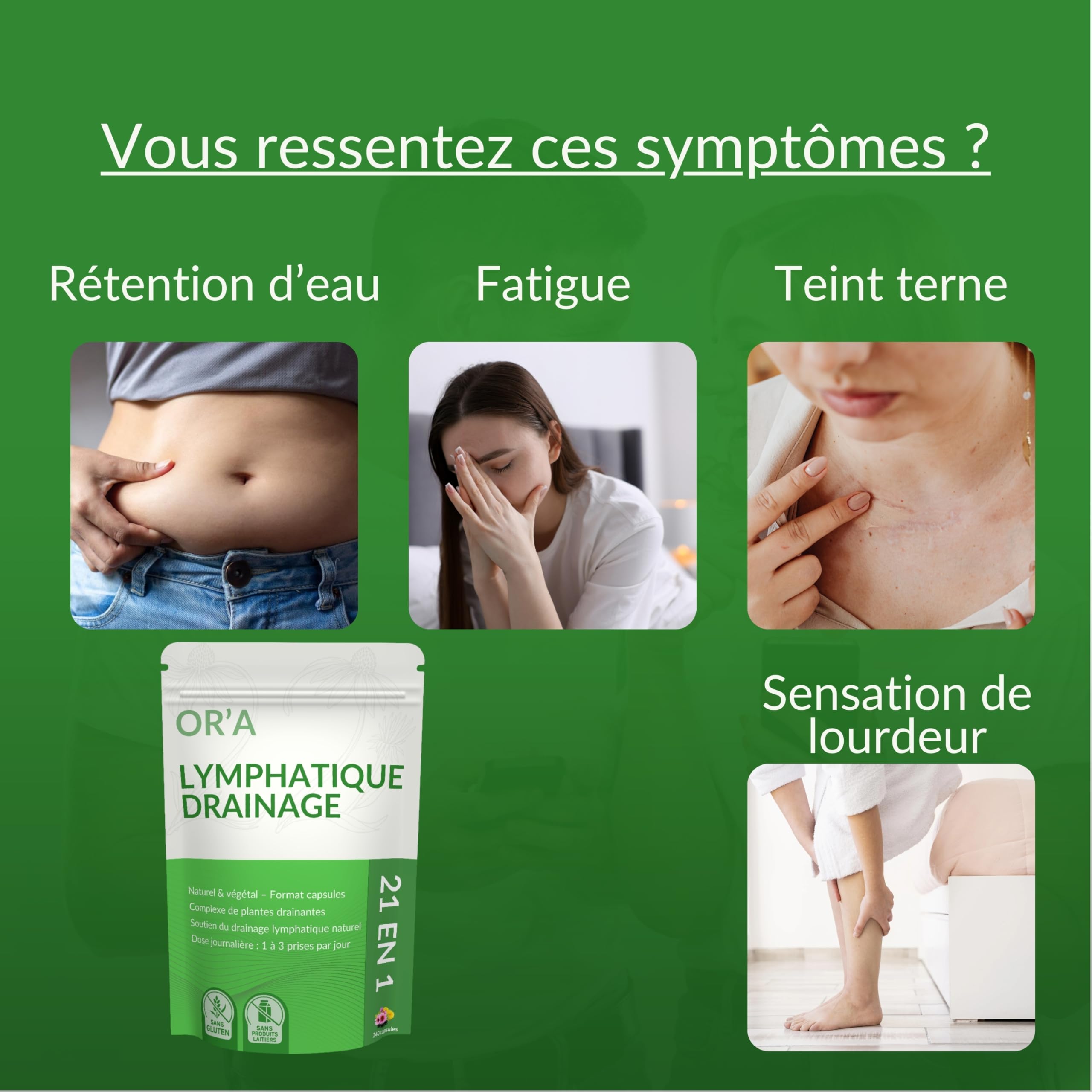 Drainage lymphatique-Lymphatic Drainage Jambes & Corps Complet-Naturel-Premium-Capsules - 2