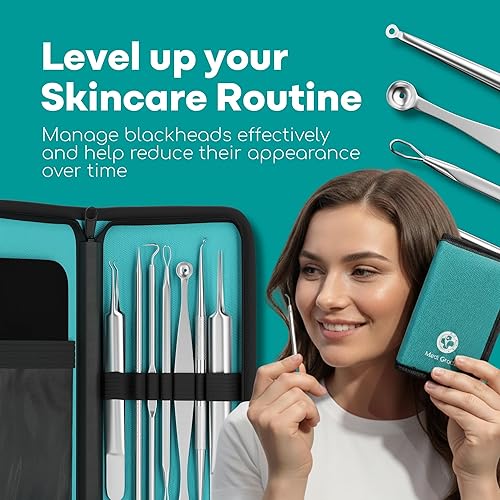 Miniatura 2 de Kit removedor de puntos negros con papel secante de control de aceite [50 hojas] – Popper de espinillas de acero inoxidable, kit de extracción