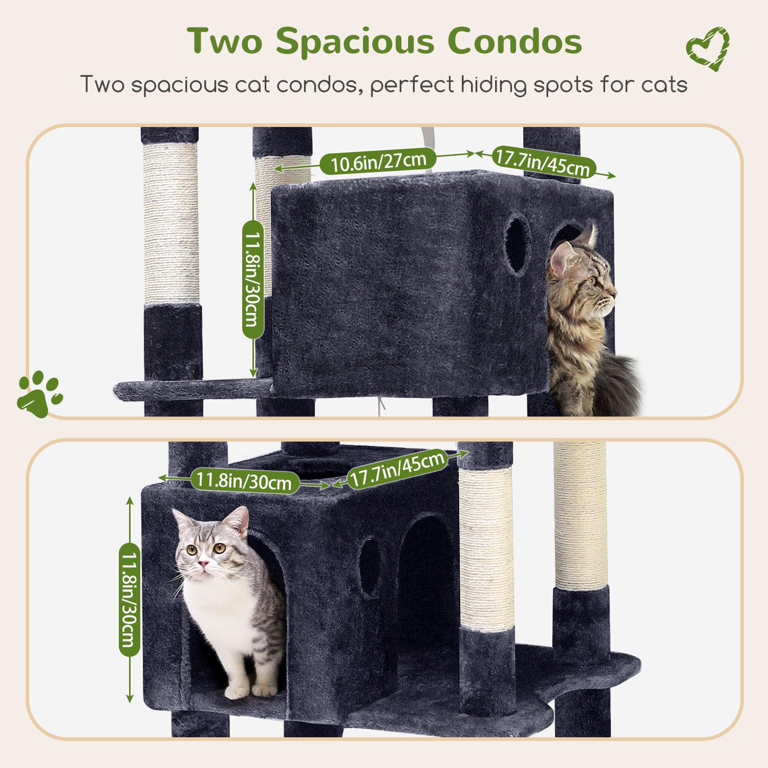 Globlazer Tiragraffi per Gatti XXL, Albero Gatti Grandi Alto 213 cm con 2 Grotte, Grande Piattaforma, Trespoli Imbottiti, Cesto, Torre del Gatto Stabile per Grandi Gatto Adulti (F83, Grigio Scuro)