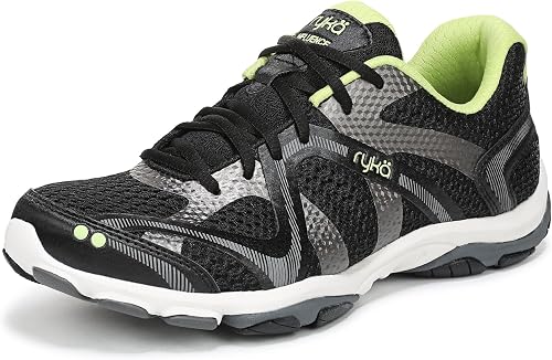 RYKA Femme Influence Chaussure athlétique Tout Sport, Noir Vert Foncé Gris Clair
