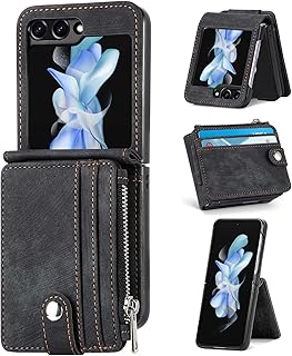 ZCDAYE - Carcasa de piel para Samsung Galaxy Z Flip 5, color negro