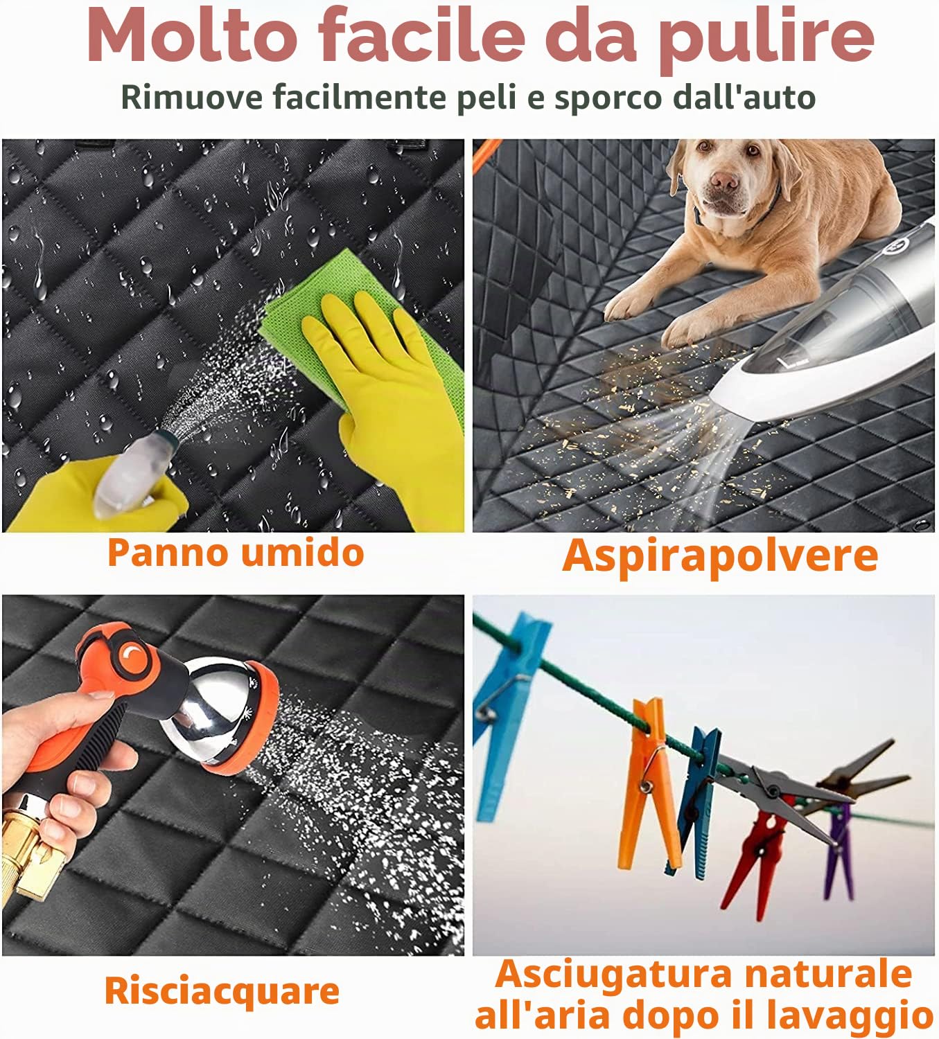 4-in-1 Coprisedile per auto per cani impermeabile sedile posteriore per auto con finestra di visualizzazione in rete lembi laterali per seggiolino auto per animali domestici, amaca per cani