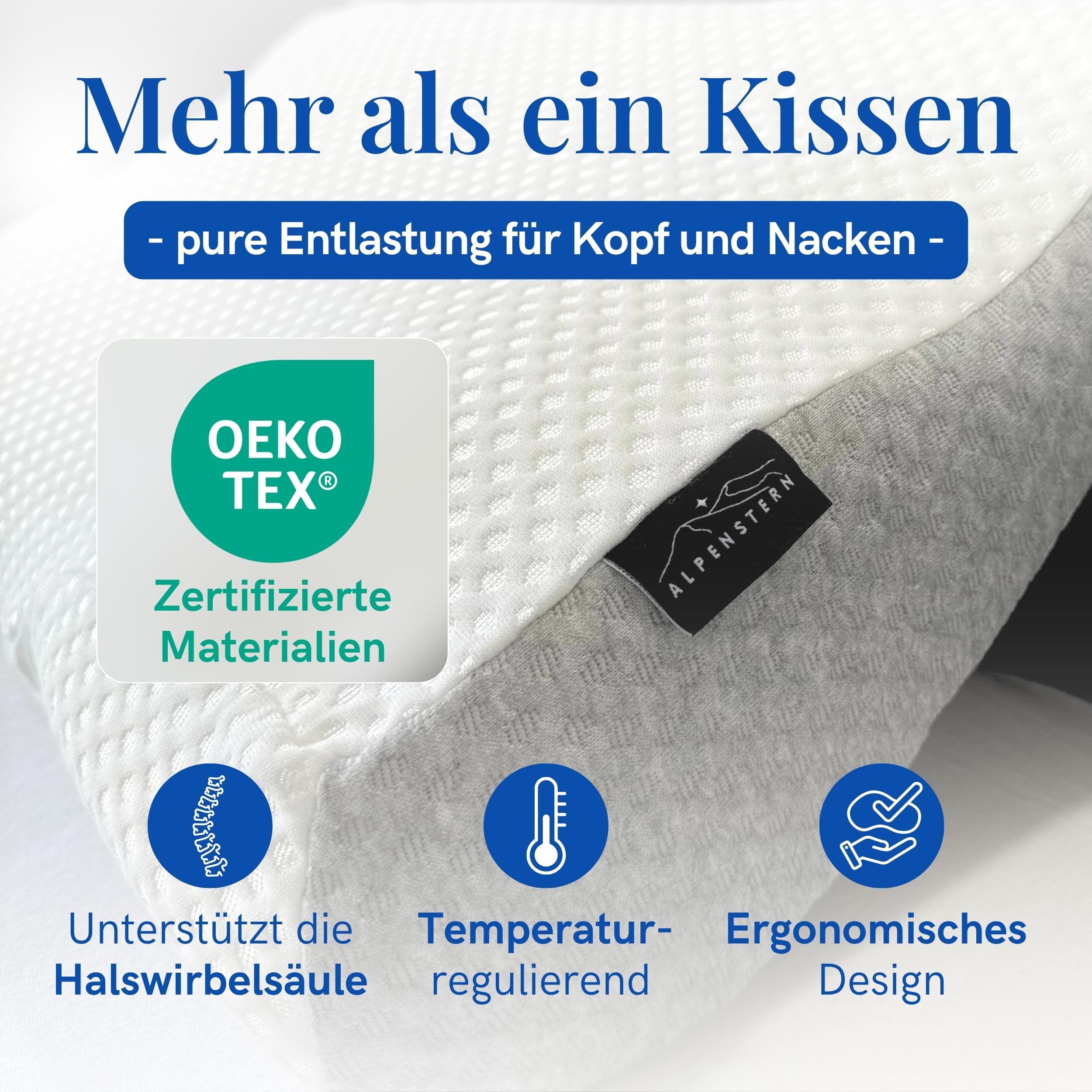 Orthopädisches Nackenstützkissen Memory Foam Kissen Ergonomisches Nackenkissen bei Nackenschmerzen Rücken-, Bauch-, Seitenschläfer Schlafkissen - inkl. Bezug (Kissen)