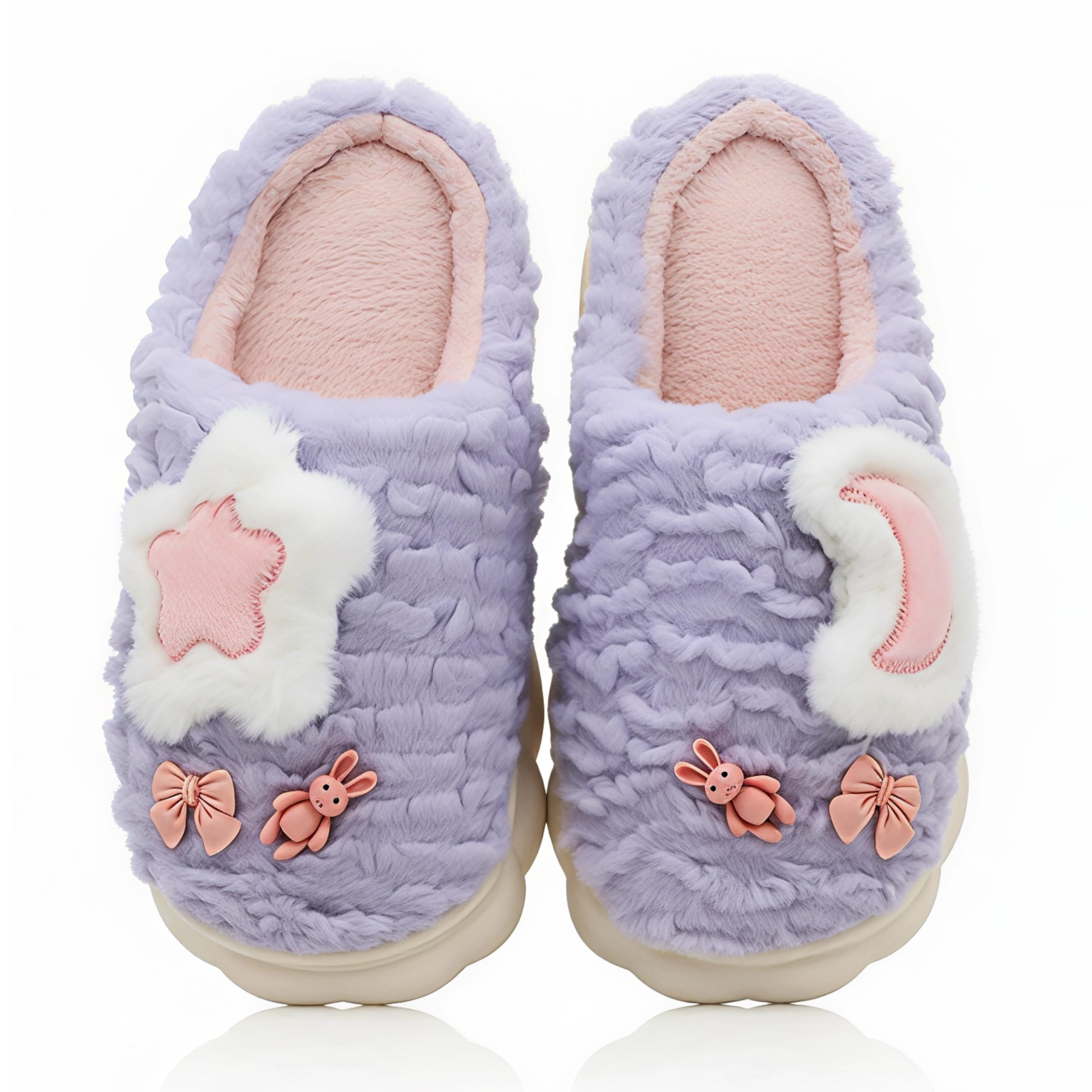 panihari Warm Slipper for Women's Fur Closed Toe Intresting Star Winter Fashion for House & Bedroom Home Indoor Outdoor Sandals (1 Pair)-picture-23