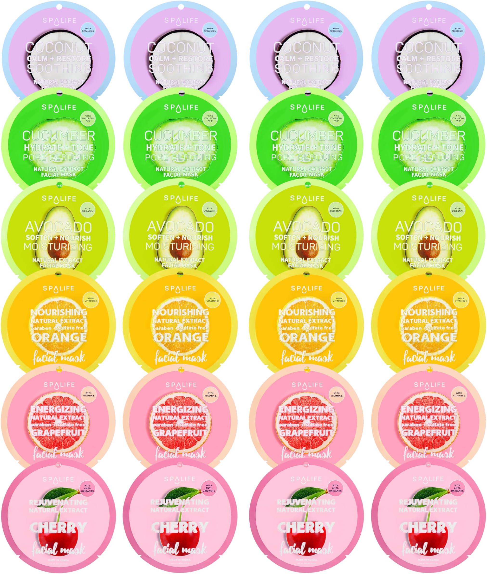 SpaLife Fabulous Fruit Sheet Mask Collection (12 Pack)
