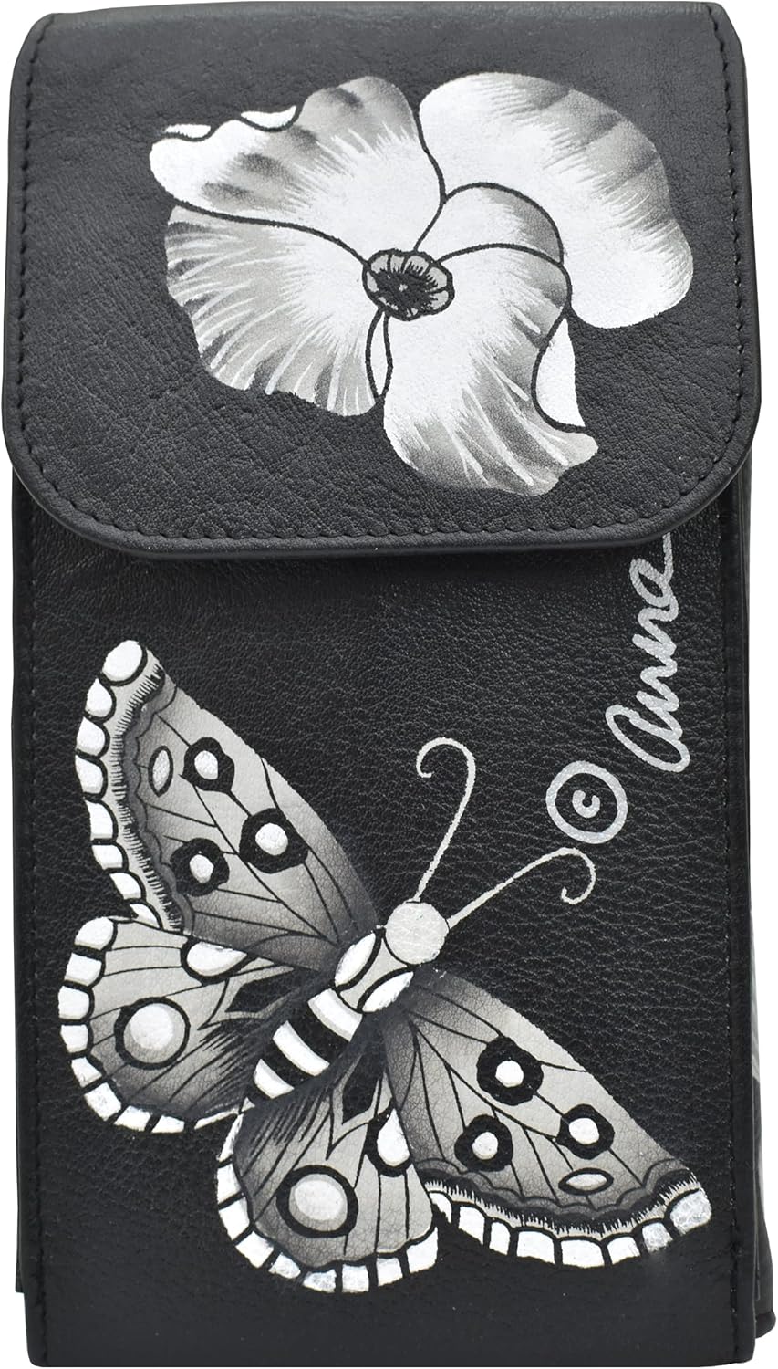 Anna by Anuchka Women's Hand-Painted Genuine Leather Phone Wallet Organizer Crossbody - Image 2