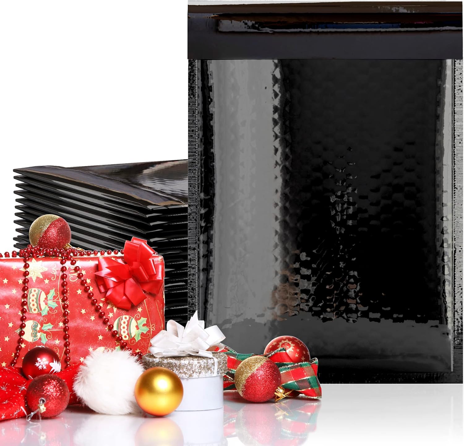 AMIFF Black Metallic Bubble Mailers 8.5" x 11", Pack of 10