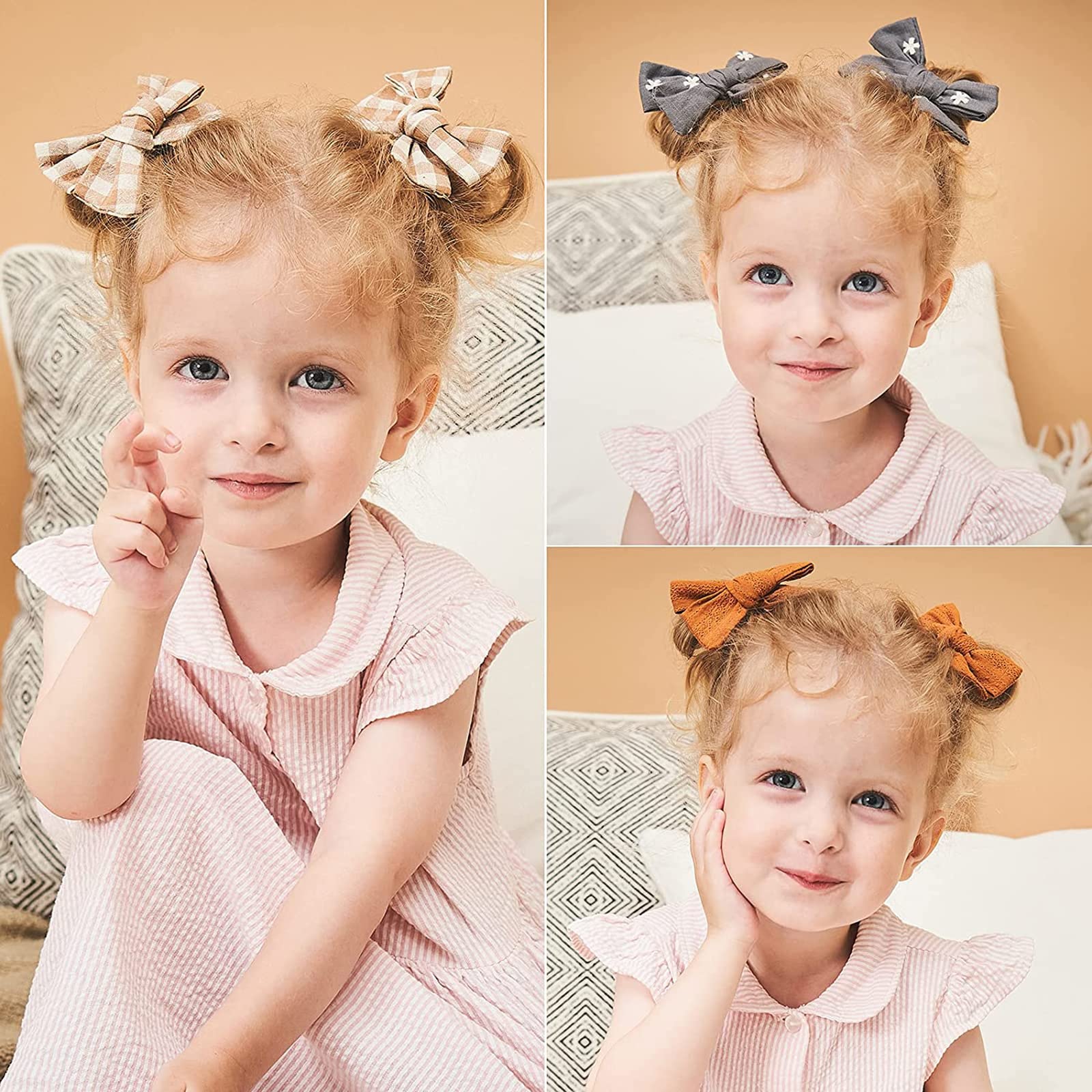 20pcs 3,6 pouces pince à cheveux en lin pour bébé fille 10 couleurs entièrement doublée accessoires pince à cheveux bébé bambin paire
