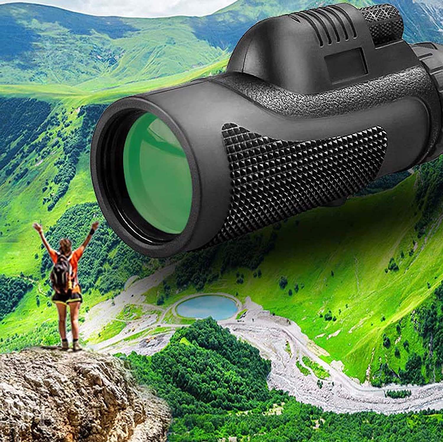 Vision Nocturne à Lunette Unique pour Adultes, monoculaires à Fort grossissement 40x60, avec Support pour Smartphone et trépied, utilisés pour l'observation des Oiseaux, Le Camping, la randonnée