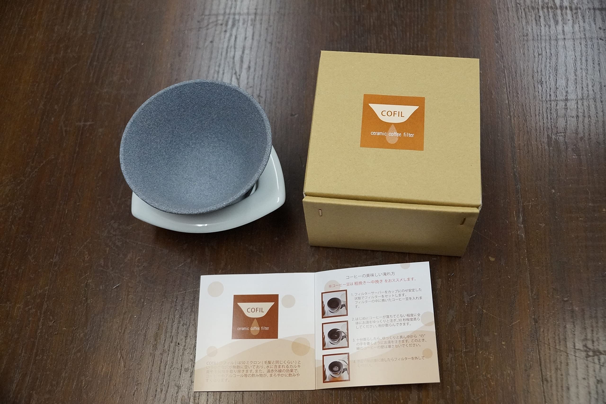 Filtro de café japonés de cerámica COFIL, fabricado en Japón, reutilizable, soporte azul
