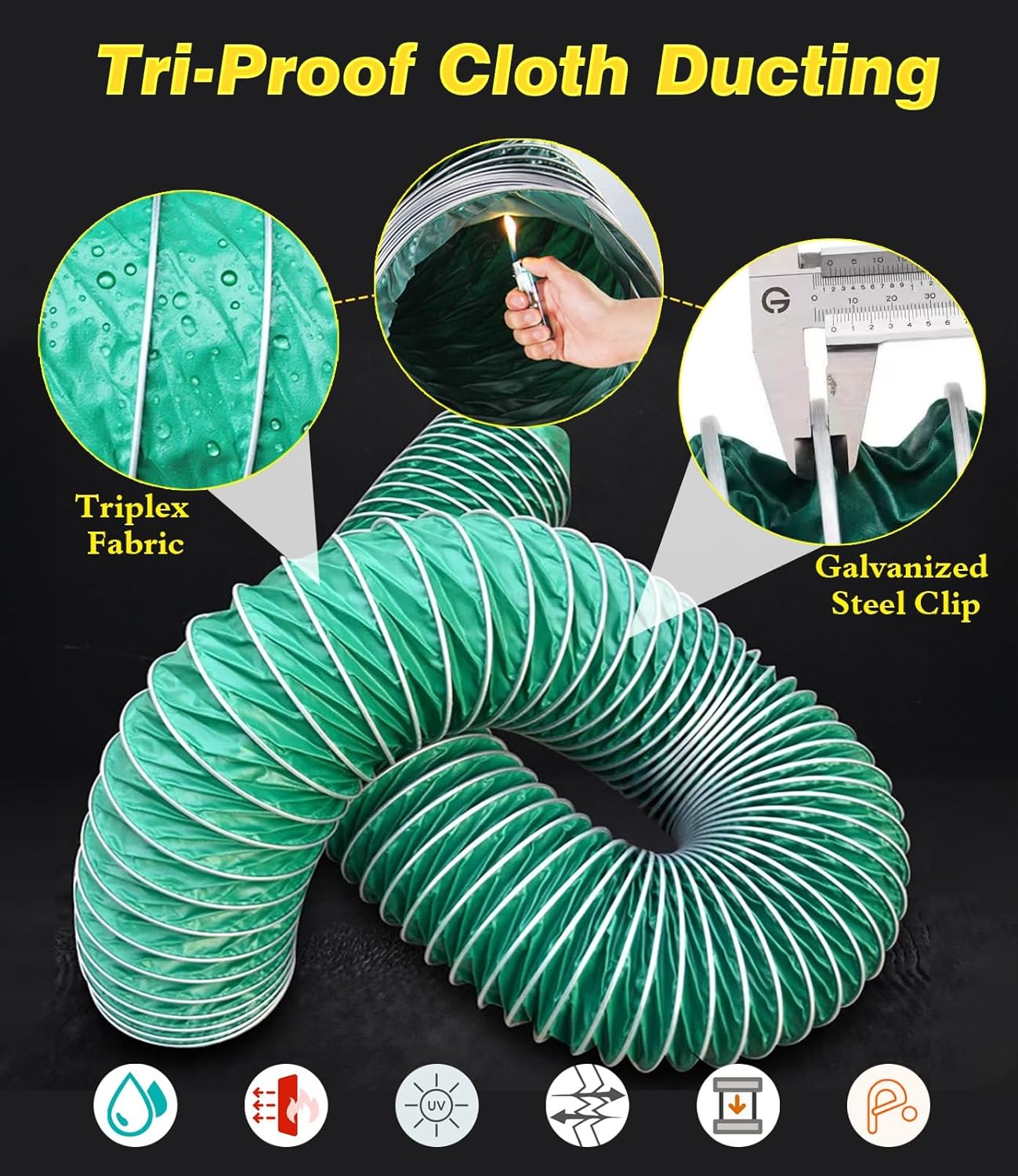 Heavy Duty 4'' - 40 Inch Flexible Dryer Vent Exhaust Duct Hose, -20~400 ° F High Temperature Ducting Hosing(Dia 40 in/1016 mm,L 7.5 m/24.6 ft)