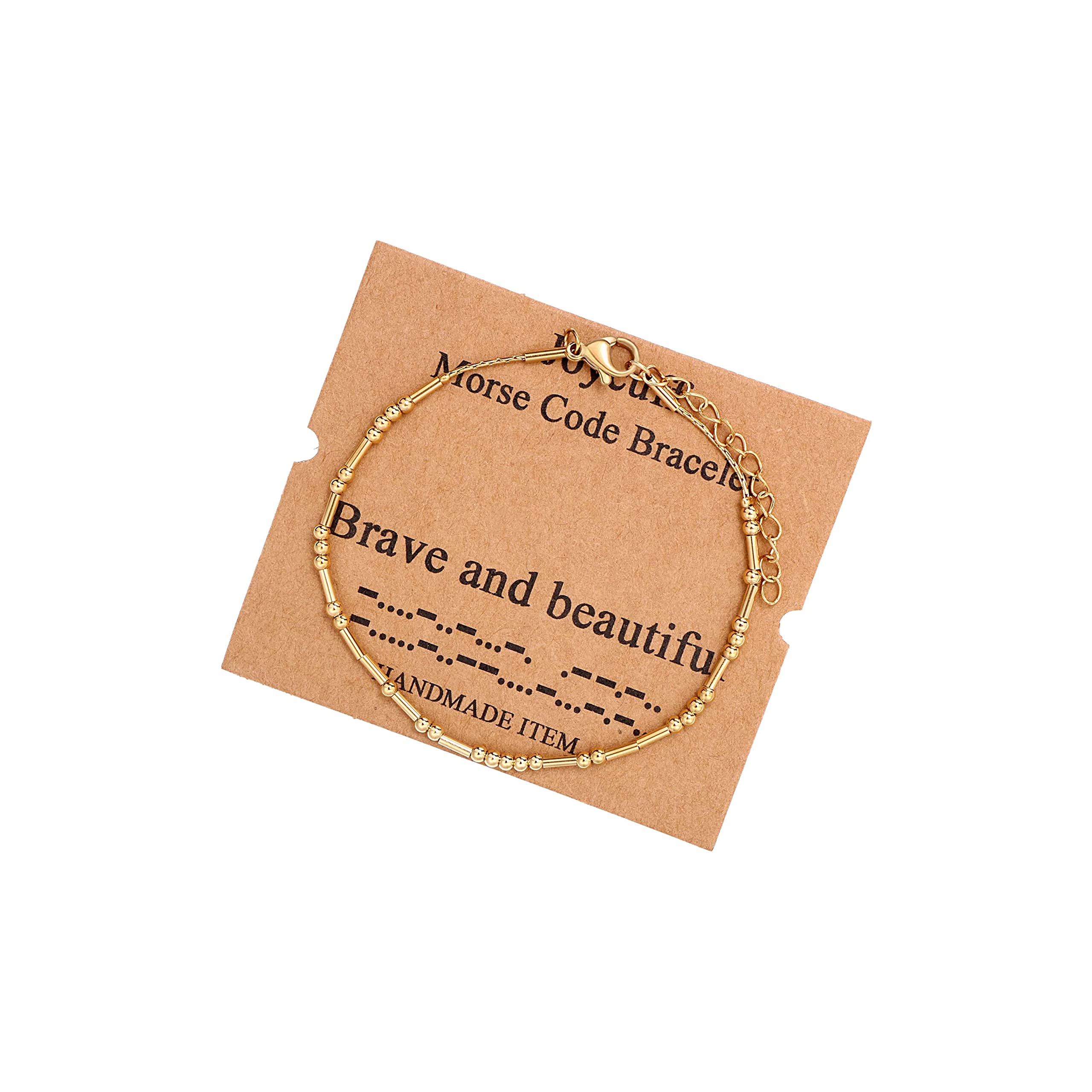 JoycuFF Inspirational 𝗠𝗼𝗿𝘀𝗲 𝗖𝗼𝗱𝗲 𝗕𝗿𝗮𝗰𝗲𝗹𝗲𝘁𝘀 𝗳𝗼𝗿 𝗪𝗼𝗺𝗲𝗻 Gold Silver Stainless Steel Beads Bracelets Encouragement Birthday Gifts for Her Daughter Sister Mom Best Friend