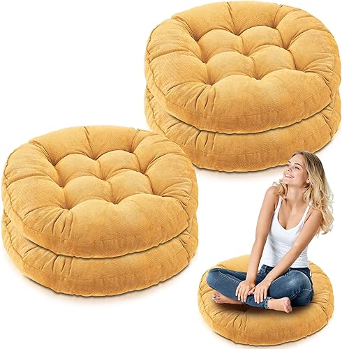 4 cojines redondos de suelo de 22 x 22 pulgadas, almohada de suelo de meditación, almohada grande de suelo para niños y adultos, cojín de