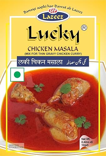 Miniatura 5 de Lucky Chicken Masala, mezcla de recetas y condimentos para salsa de pollo aromática en salsa de tomate y yogur, 2.12oz paquete de 5, sin