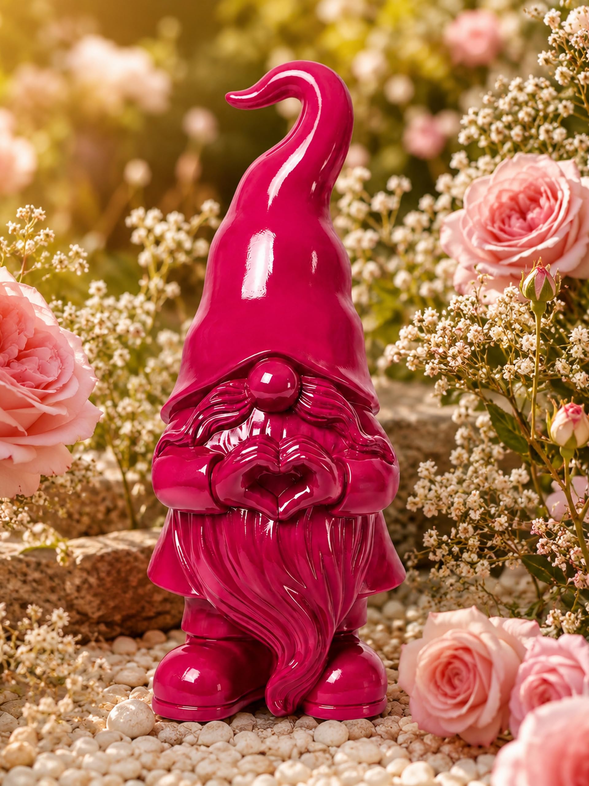 Pommerntraum ®| Gartendeko Verliebter Gartenzwerg Zwerg Wichtel Gnom Herz | Sammlerfigur Gartenfigur DesignZwerg Pop-Art Zwergenfigur Zwergenskulptur (AMOR)