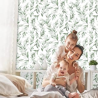 Lifetree Green Peel and Stick Wallpaper: Self-Adhesive Wallpaper Removable Wallpaper for Living Room Waterproof Vinyl Wall Paper Shelf Liner for Walls Cabinets 44.5 * 300cm