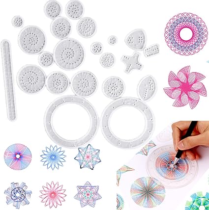 Amazon.com: 22Pcs Drawing Art Toy Students Geometric Spiral Stationery ...