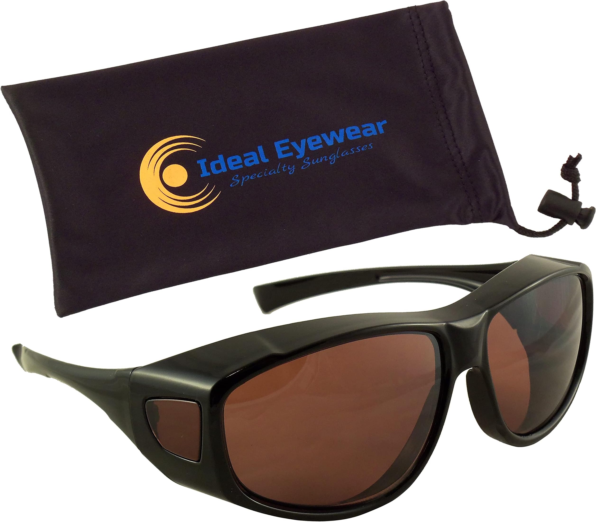 Sun Shield Fit Over Sunglasses with Blue Blocker HD Driving Lens - Wear Over Prescription Glasses Men or Women